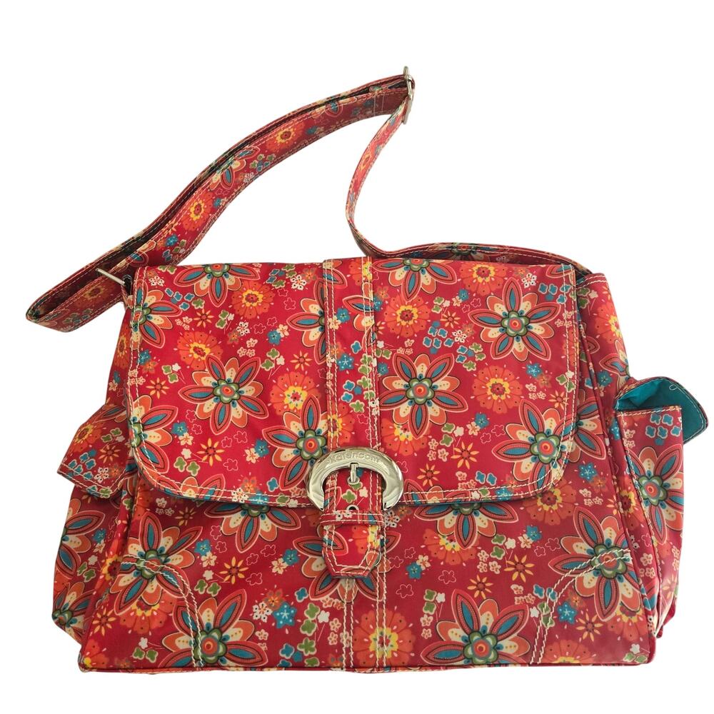 Kalencom NWT Red Primavera Floral Buckle Diaper Bag, Bottle Holder and Pouch - Picture 2 of 12
